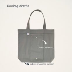 Ecobag Dobrável em Sarja Premium – Cinza Quente - Imagem 3