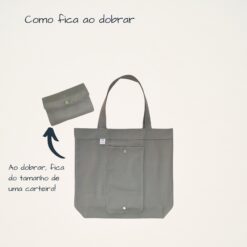 Ecobag Dobrável em Sarja Premium – Cinza Quente - Imagem 4