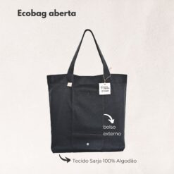 Alternative view of Ecobag Dobrável em Sarja Premium – Cinza Meia-Noite