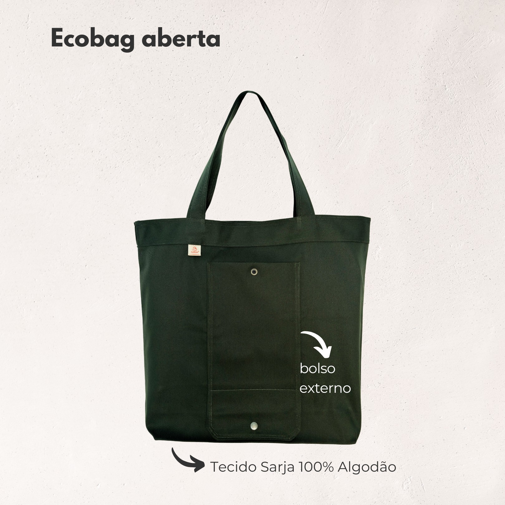 Ecobag Dobrável em Sarja Premium – Verde Musgo - Imagem 2