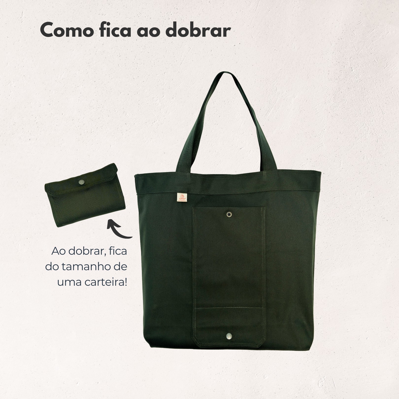 Ecobag Dobrável em Sarja Premium – Verde Musgo - Imagem 3