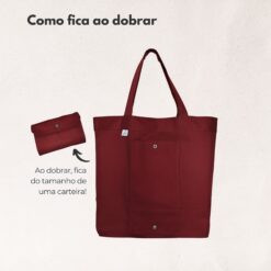 Ecobag Dobrável em Sarja Premium – Vinho - Imagem 3